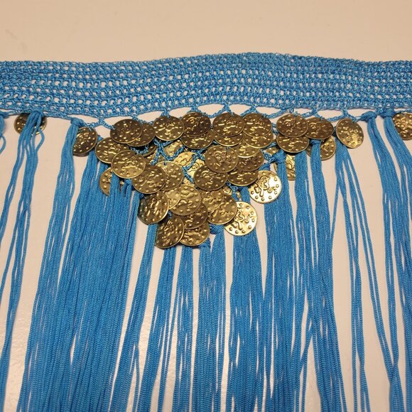 Hip Skirt Belly Dance Tassels Fringe Skirt Bellydance Coins and Fringe Hip Scarf - Picture 3 of 12
